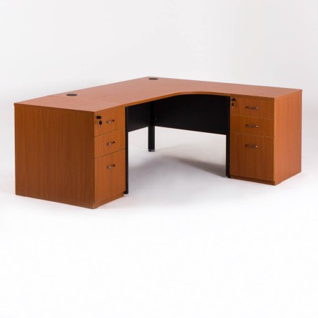 Escritorio en L MADERA + 2 cajoneras Prof.60/80 cm