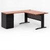 Escritorio en L QUADRA con ala de mesa + 1 cajonera de metal
