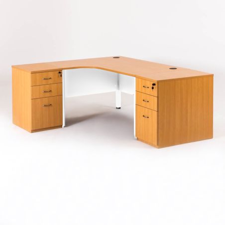 Escritorio blanco en L MADERA + 2 cajoneras Prof.60/80 cm