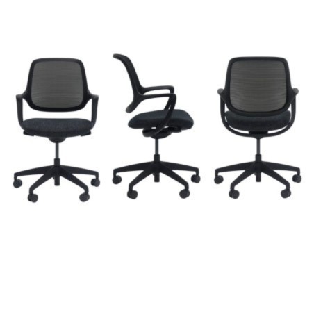 Vista de 3 lados la silla de oficina HARPO negra