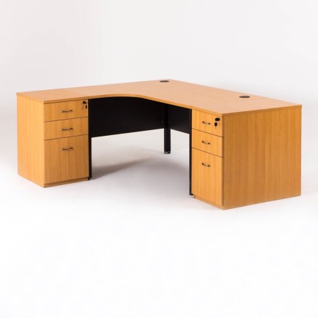 Escritorio en L MADERA + 2 cajoneras Prof.60/80 cm