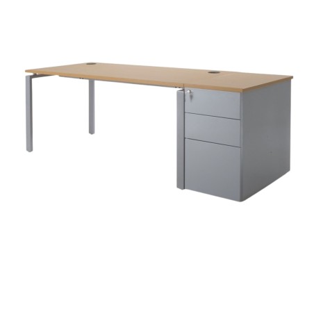 Mesa de escritorio recta OPTIMUM con cajonera de metal